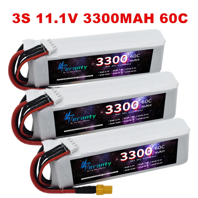 Batería Lipo 3S 11,1 V 3300mAh 60C con conector XT60 T Deans para camión, coche, helicóptero, Dron, barco, juguetes RC 11,1 v