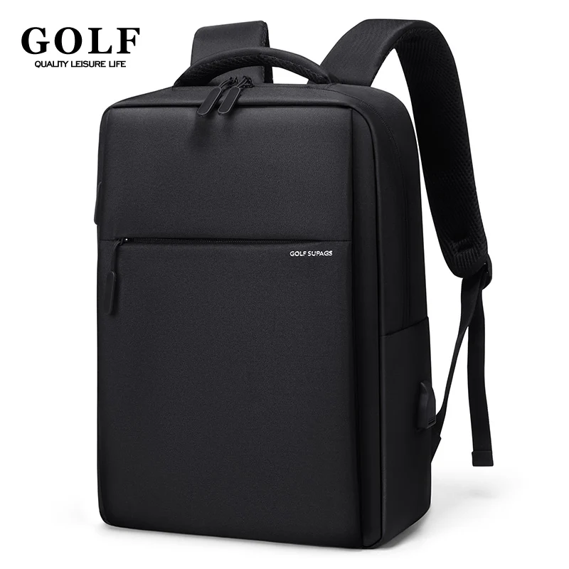 GOLF New Men Backpack usb School 15.6 Inch Business Laptop Backpack Large Capacity Waterproof Black Travel Bags with usb Charger