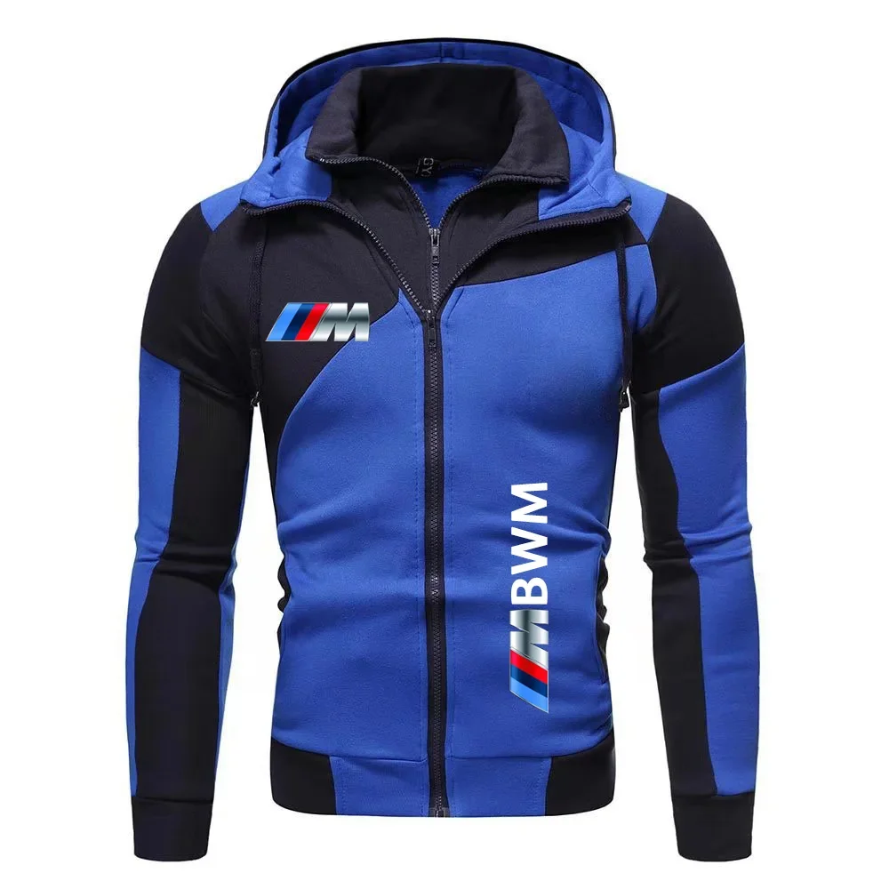 2025 primavera y otoño motocicleta BMW Racing impreso hombres empalme cremallera Sudadera con capucha Casual deportes al aire libre cardigan sudadera