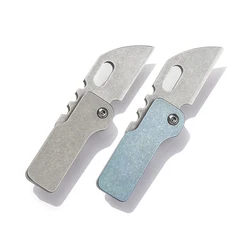 Mini Titanium Alloy Folding Knife EDC Knife Camping Equipment Unboxing Mini Knife Keychain Hanging Outdoor Multi Tools Knife