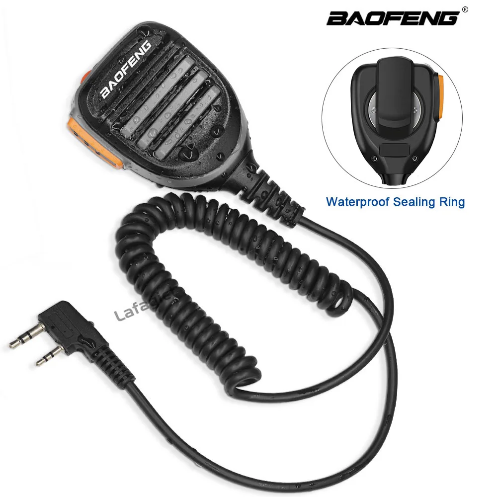 Baofeng PTT microfone à prova d\'água, microfone portátil, porta K, UV-5R, BF-888S, UV-82, UV-10R, UV-S9 Plus, UV 13 Pro, rádio em dois sentidos