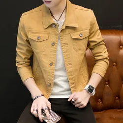 Men's Denim Jacket with Lapel Multiple Pockets, Solid Color, Short Jacket Casual and Fashionable High-quality Black Denim Jacket