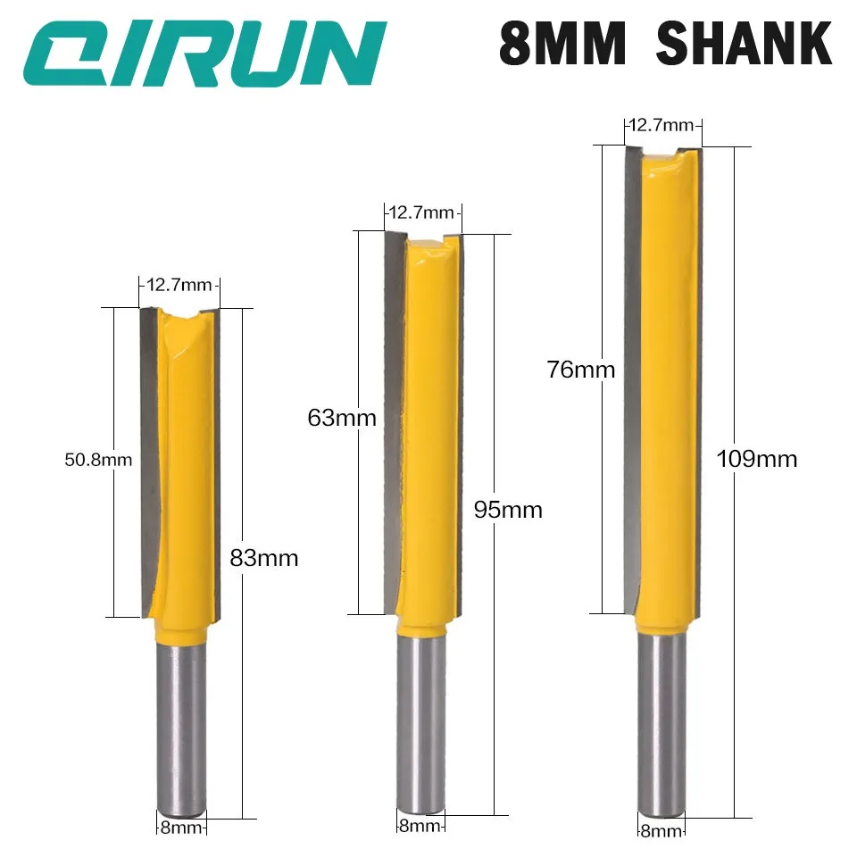 

C16 8mm shank extended edge trimmer, double-edged groove milling cutter, woodworking milling cutter tools