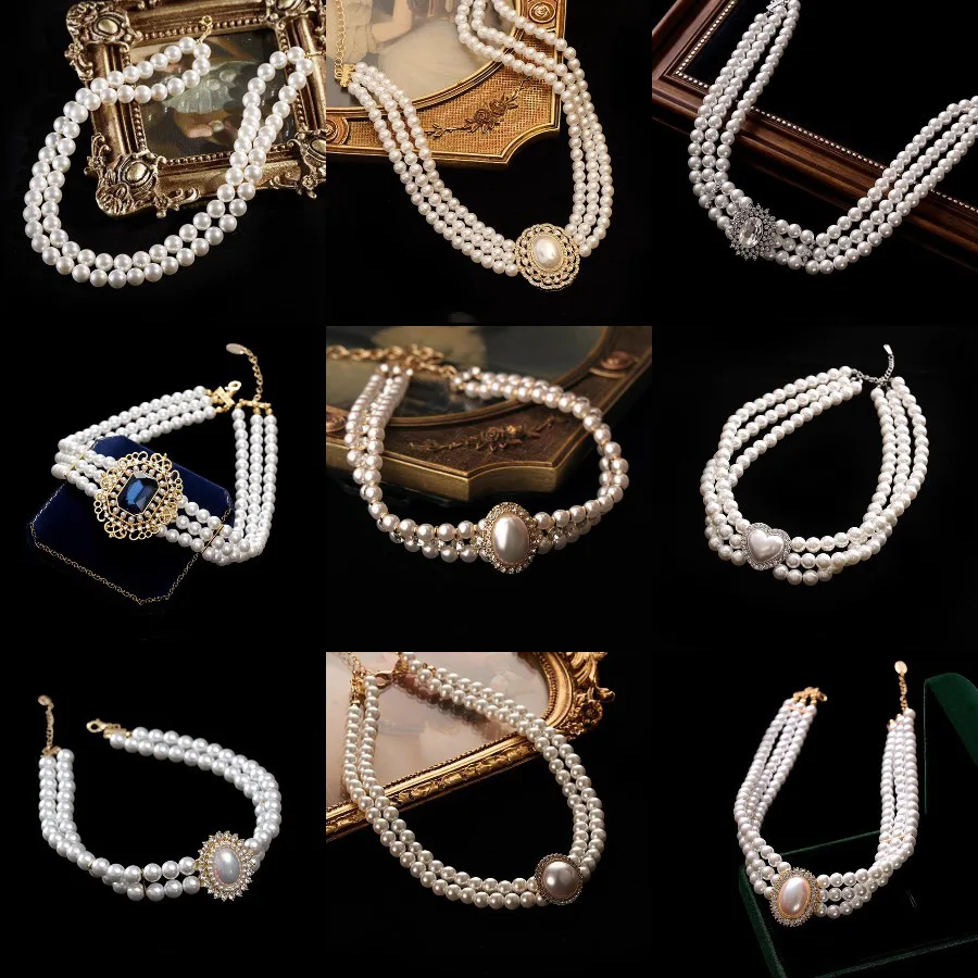 

Легкое роскошное ожерелье из искусственного жемчуга, инкрустированное бриллиантами, ретро-стиль, цепочка на ключицу, ниша, элегантные ювелирные изделия для женщин