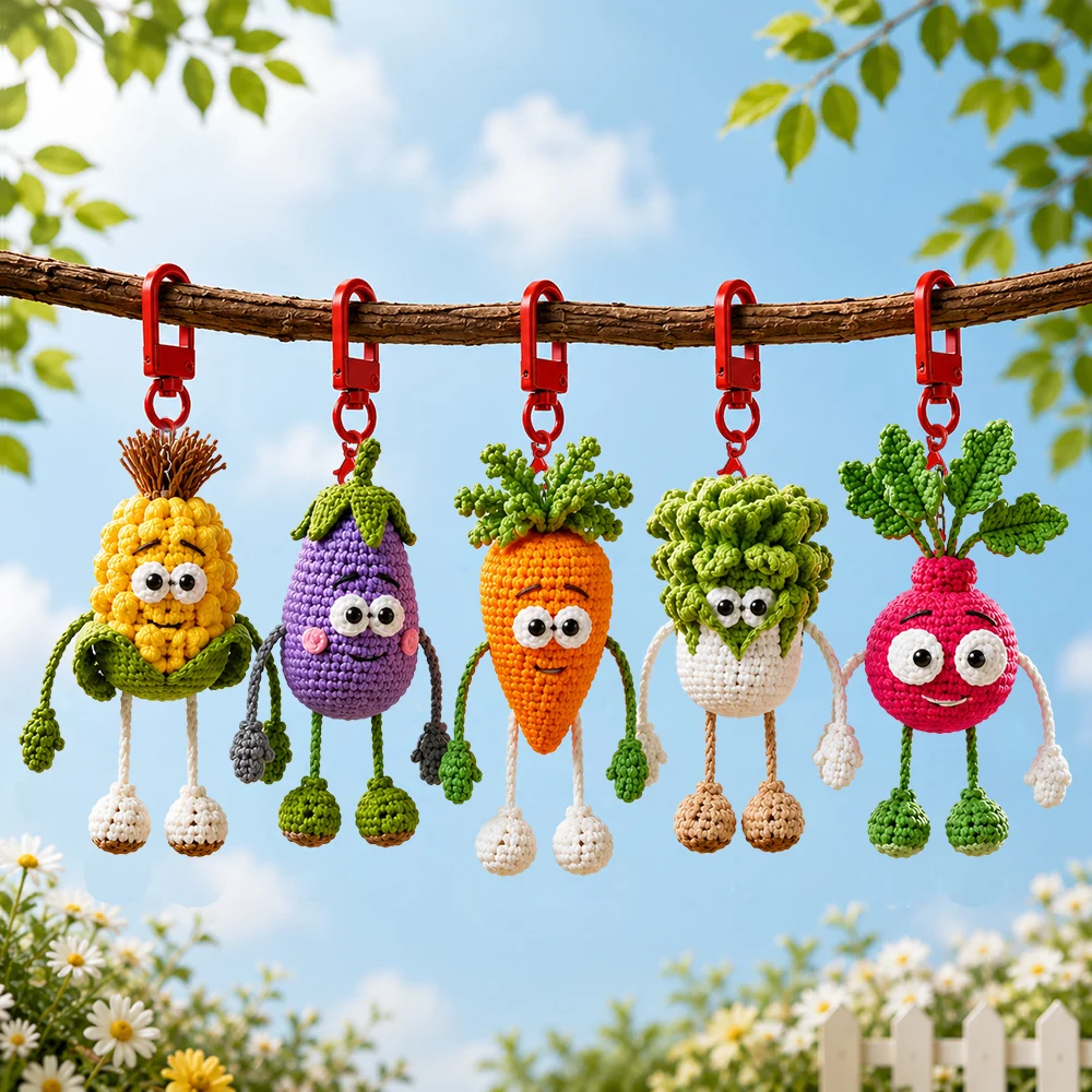 New Handmade Crochet Vegetable Doll Amigurumi Animal Knitted Plush Anniversary Birthday Pendant Gift for Friend Mom Wife Husband
