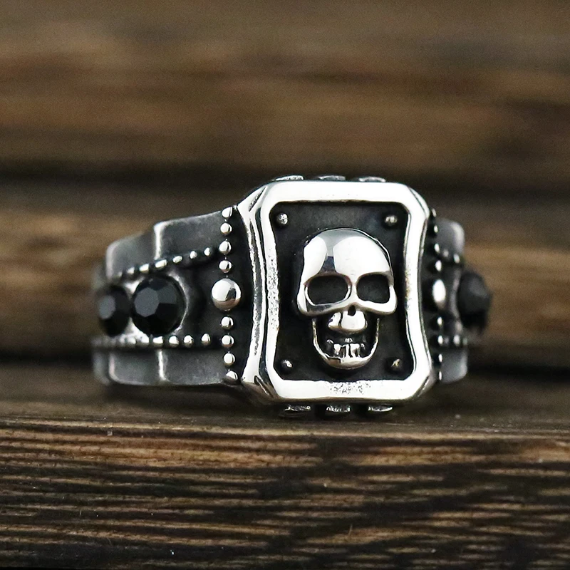 Exaggerated Small Skull Ring Men\'s Gothic Personality Punk Ring Fashion Metal Accessories Party Jewelry