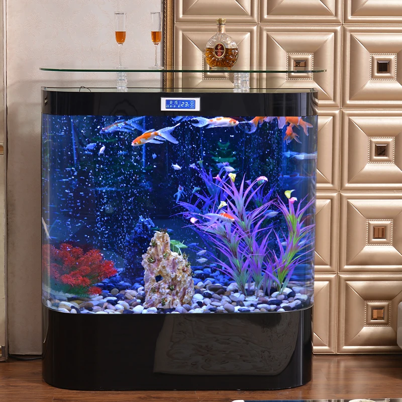 New Double Circle Floor Living Room Wall Lazy Glass Fish Globe Aquarium Aerating Landscape