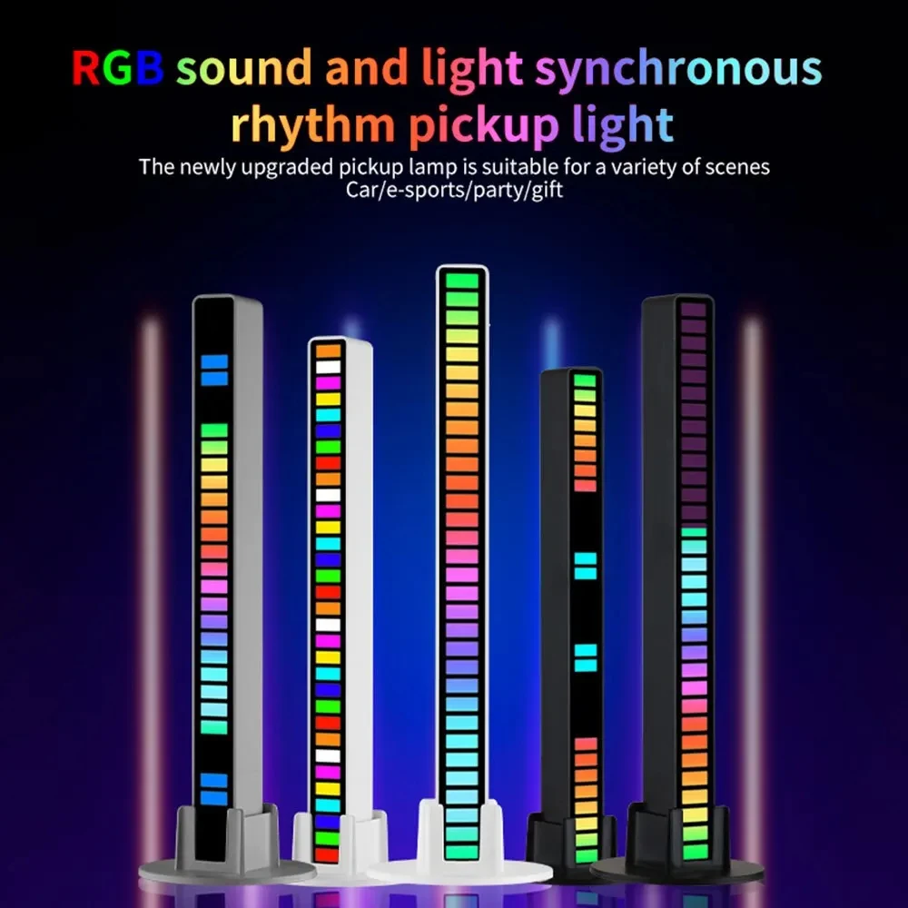 1Pcs Smart RGB Symphony Sound Control LED Light Music Rhythm Ambient Pickup Lamp App Control for Compute Gaming Desktop Decor