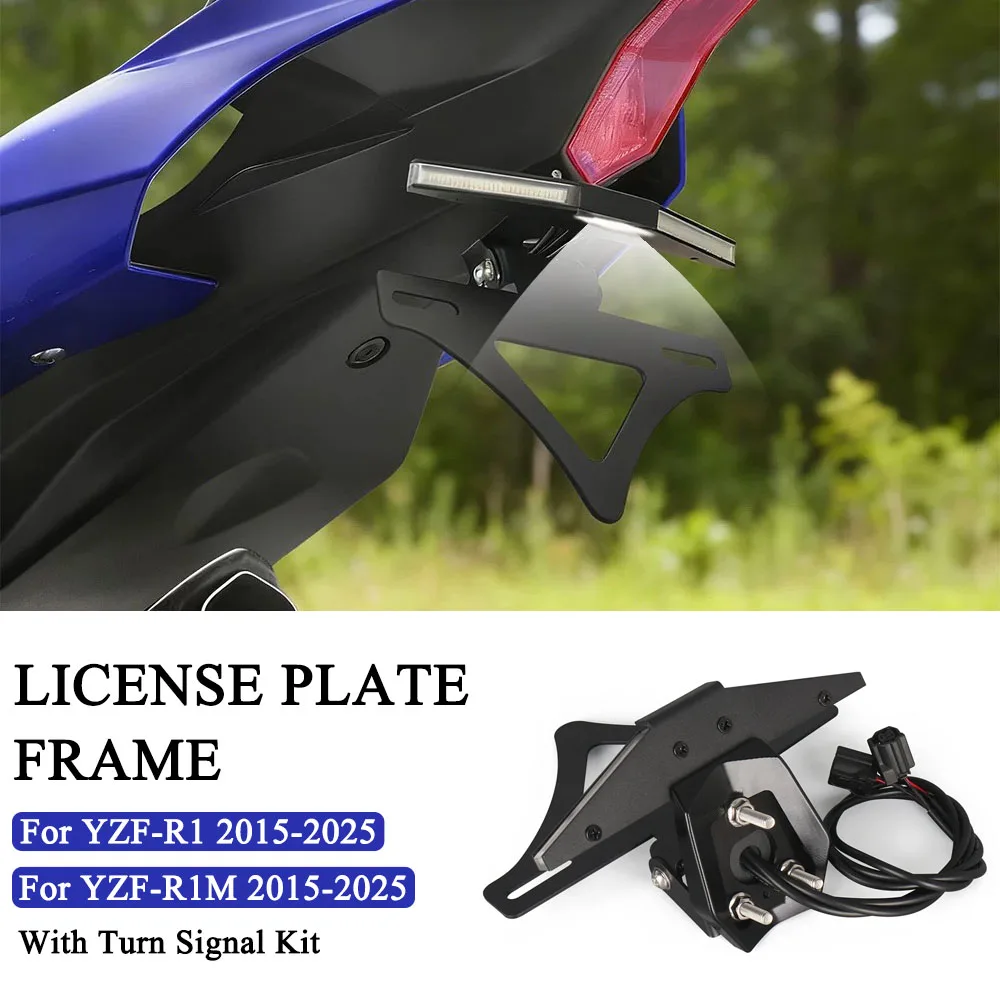 

For Yamaha YZF R1 R1M YZF-R1 YZFR1 2015-2025 Motorcycle Rear License Plate Mount Holder Accessories Turn Signal Kit
