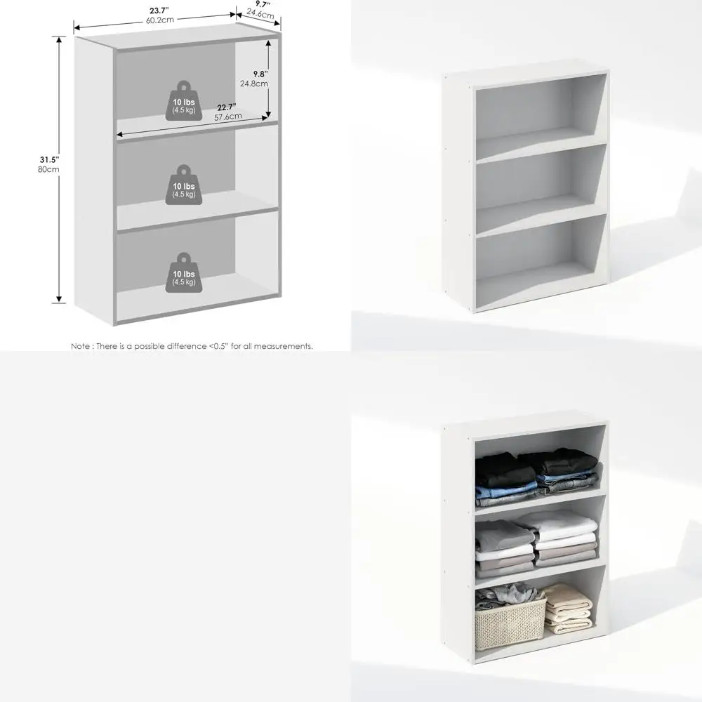 

Трехуровневый двусторонний белый органайзер для шкафа с полками для хранения, 9,7x23,7x31,5, идеально подходит для спальни и гардеробной