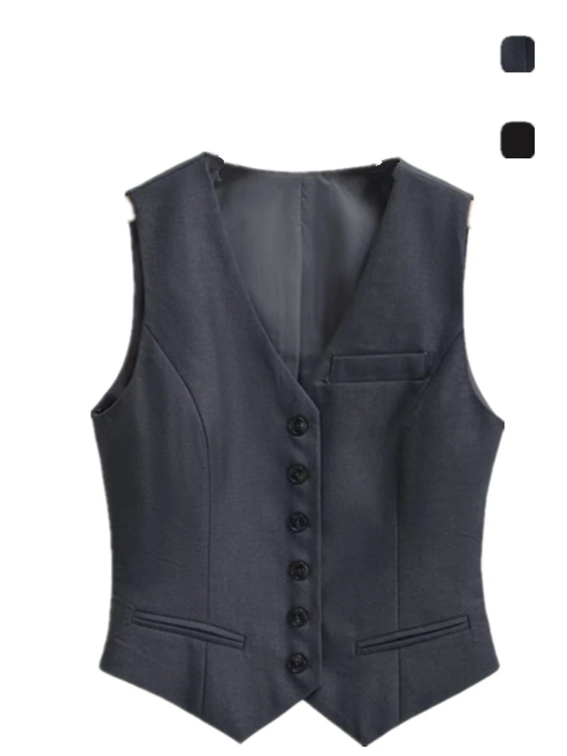 

Приталенный американский жилет с завязкой на талии Svel Jaet, винтажный жилет, модная уличная одежда, длина, одна пуговица, V Ne