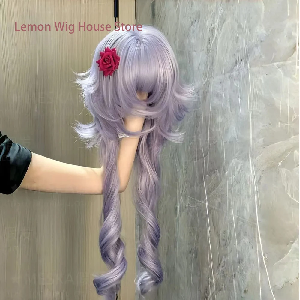 Picture 5: Purple Long Curly Hair Wig with Bangs Roman Roll Princess Roll Lolita Cosplay Wigs for Women Use Outward Curly Synthetic Wig
