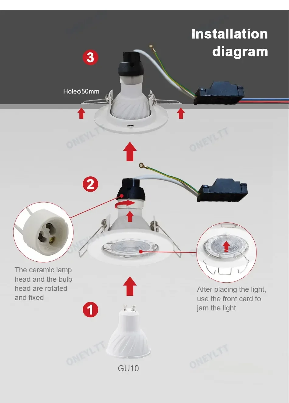 6pcs Recessed Downlight Frame LED Ceiling Fixtures Downlight GU10 MR16 Ceiling Spot Lights Fitting Fixture