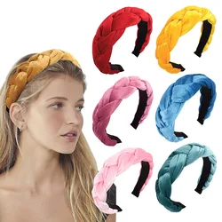 Large Hair Bands Velvet Woven Twists Wig Braided Head Headband Three-Strand Braided Wide-brimmed Hairband Hair Accessories Women