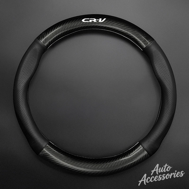 38cm Car Anti-Slip Steering Wheel Cover Carbon Fiber Leather Cover For Honda CRV Mugen Power Civic Accords Hrv Jazz CBR VTEC VFR view 2