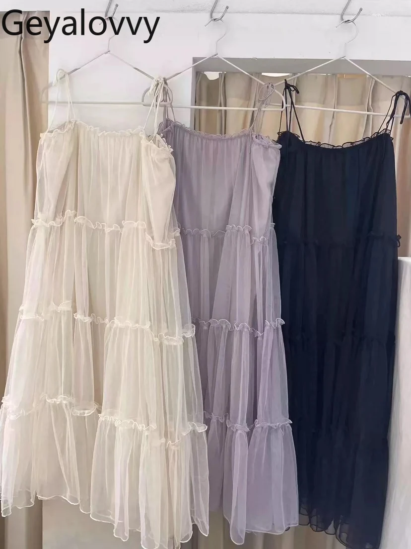 Estilo japonês em camadas primavera outono vestidos femininos 2025 nova moda casual elegante longo estilingue vestido para senhora verão