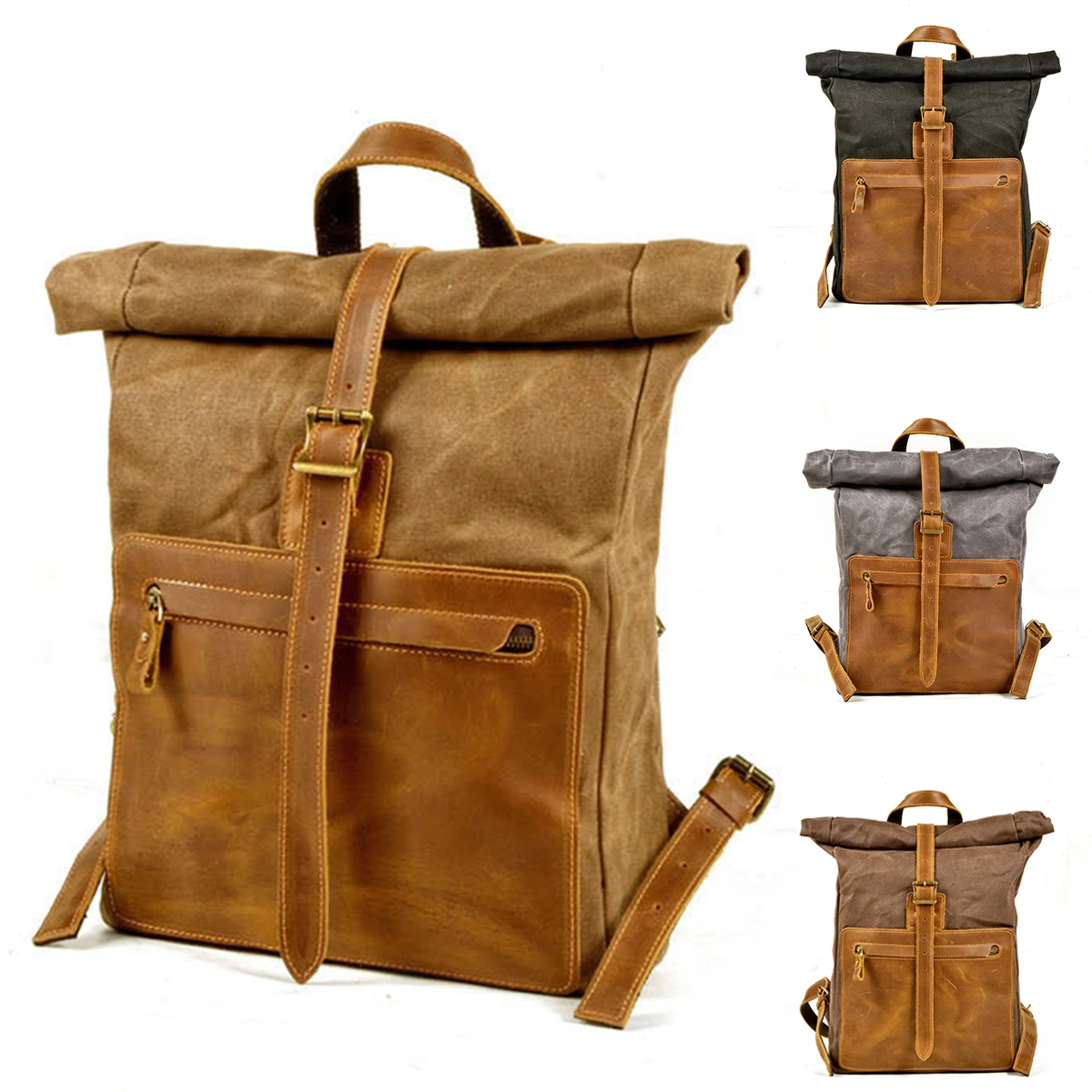 

Vintage Canvas Leather Backpacks Outdoor travel leisure Business Laptop backpack for Teenagers Pack Student Computer Rucksacks