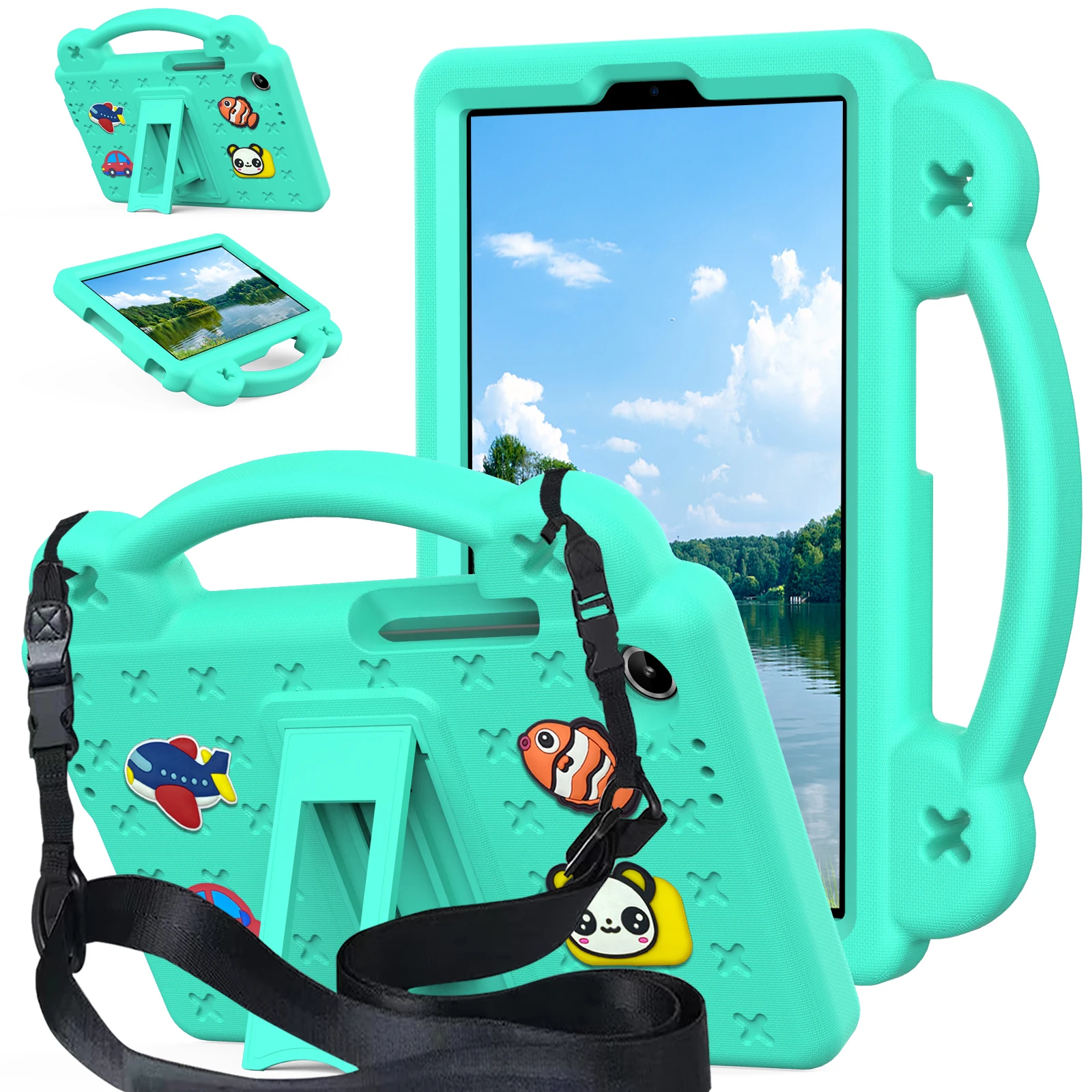 حافظة طاولة EVA + PC لهاتف Lenovo Tab One 8.7 " 2025 K9 8.7" TB305FU TB305XU غطاء مسند مضاد للانزلاق مع أحزمة كتف #3