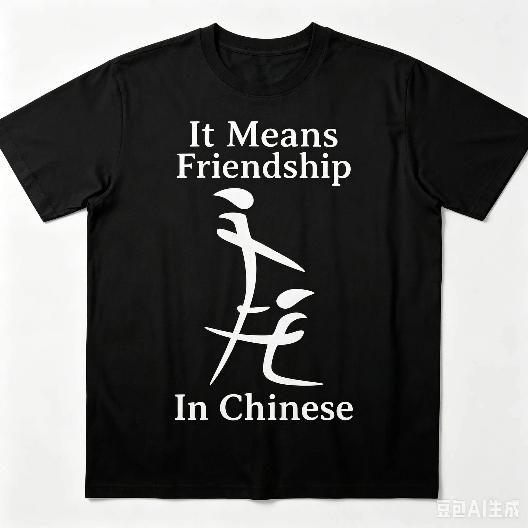 It Means Friendship Chinese Character Print T Shirt Unisex Funny Friendship Slogan Polyester Short Sleeve Casual Street Tee