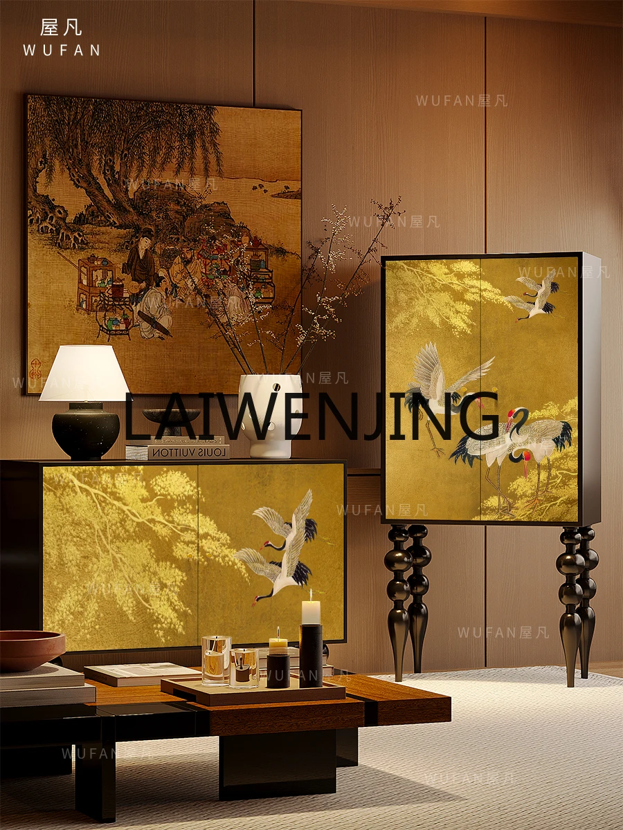 Chinese Style Golden Crane Chest of Drawers Living Room TV Aisle Decoration Room Storage Storage Cabinet