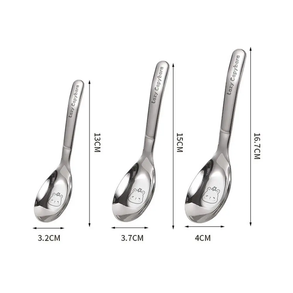316 Stainless Steel Feeding Spoon Panda Pattern Capybara Pattern Toddler Training Spoon Cartoon Animal Pattern