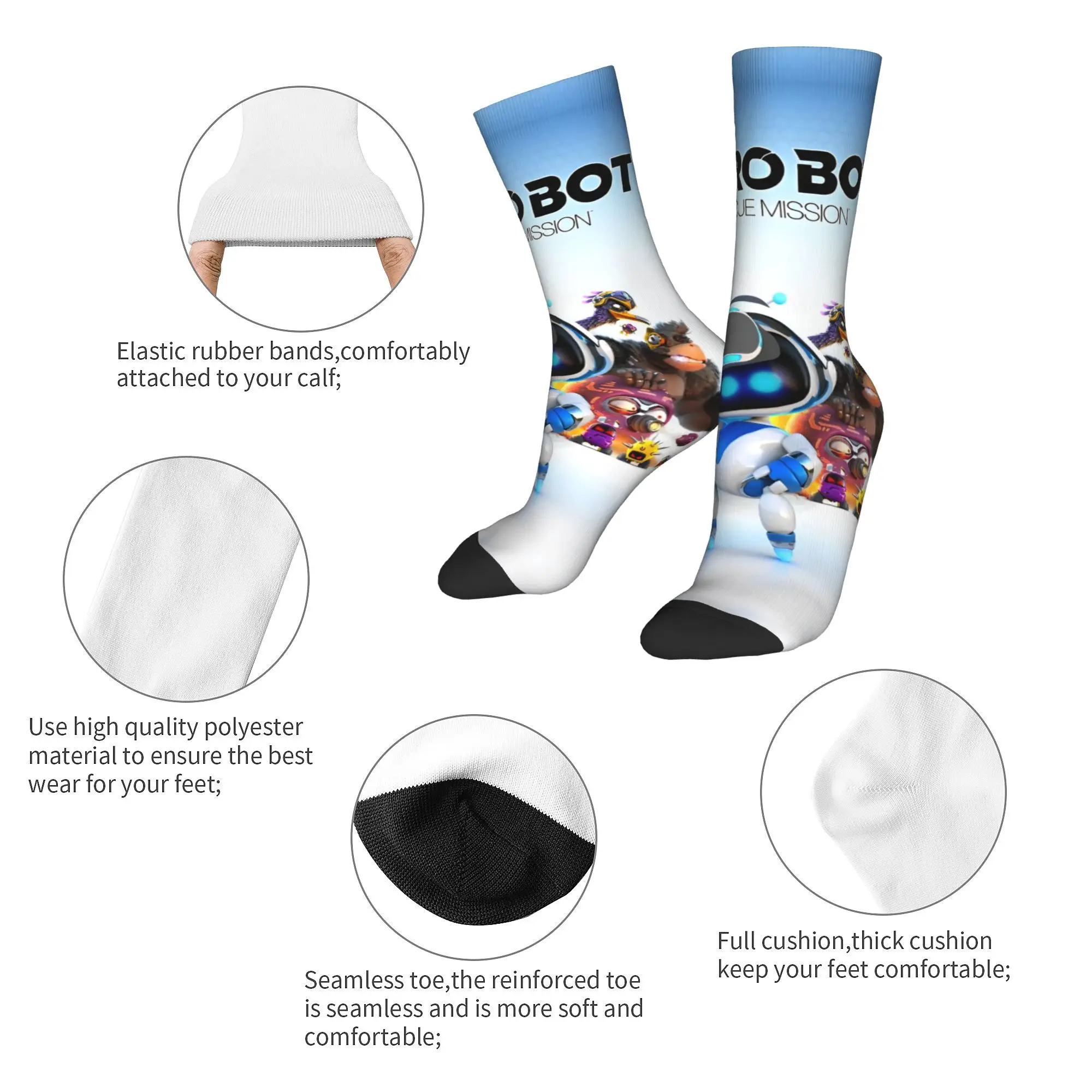 ASTRO-BOT game fans  Crew Socks for Women Men Merch All Seasons  Soft Middle Tube Socks Breathable