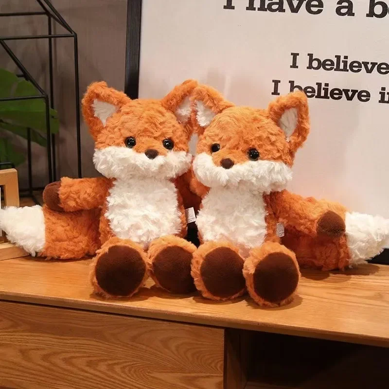 35cm Cute Fluffy Fox Lovely Plush Toy Soft Cartoon Orange Foxes Stuffed Doll Cuddly Plushie Doll Toy Children Birthday Gift