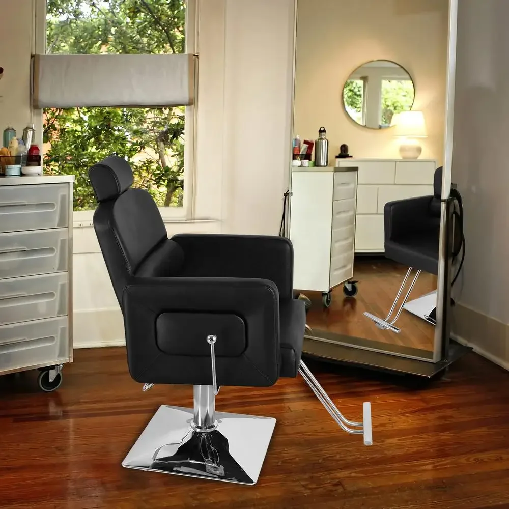 Heavy Duty Hydraulic Barber Chair Reclining Salon Spa Equipment Memory Foam Cushion Comfortable Durable 360 Degree Rotation