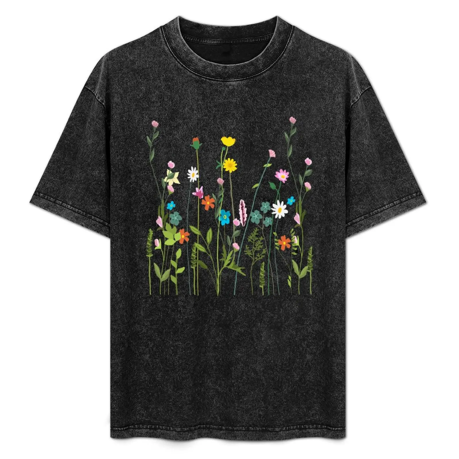 Cute Wildflower Bouquet T-Shirt boys whites anime clothes Men's clothing