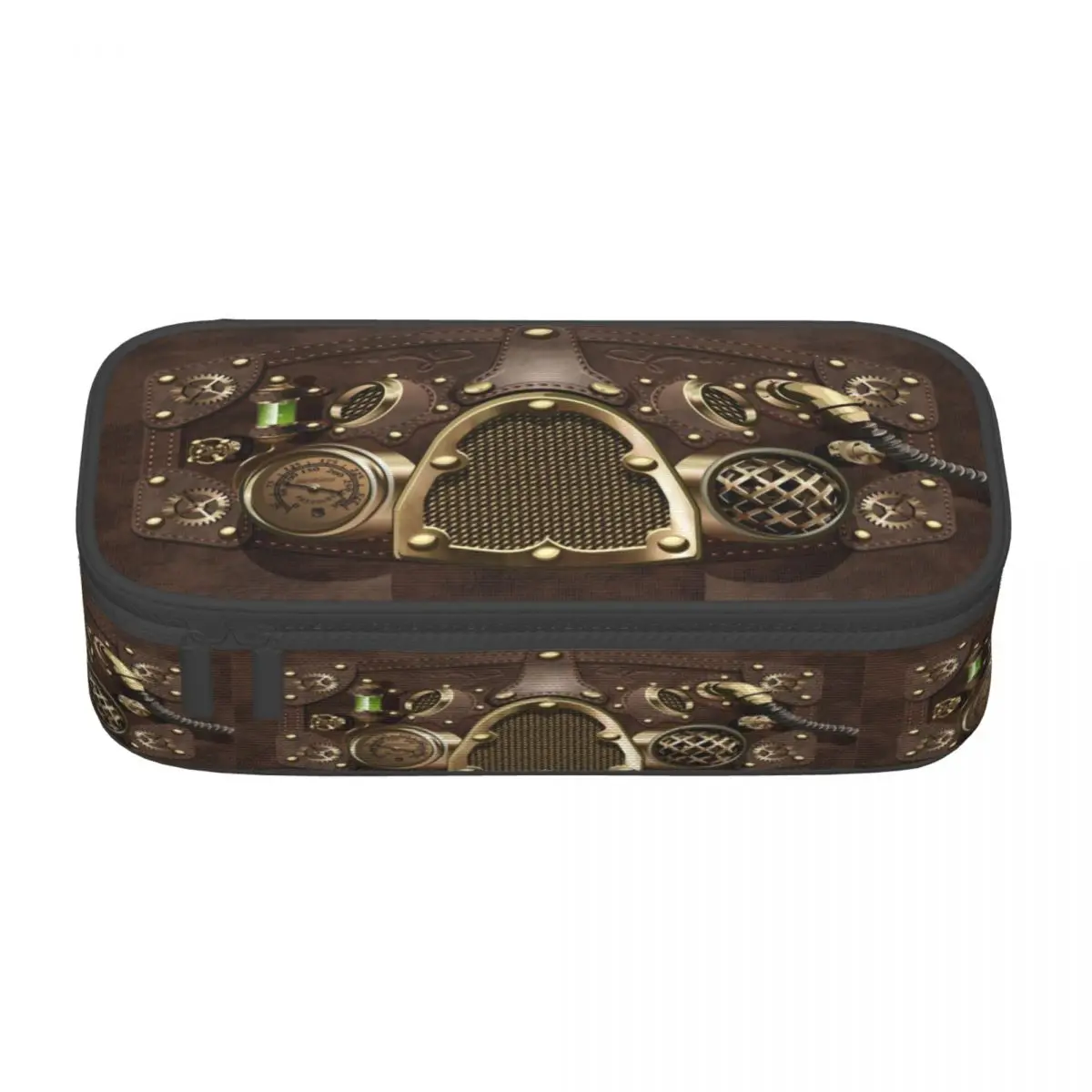 Kawaii Steampunk Leather Pencil Cases for Boys Gilrs Big Capacity Pilot Air Fighter Helmet Pencil Box Stationery image 2