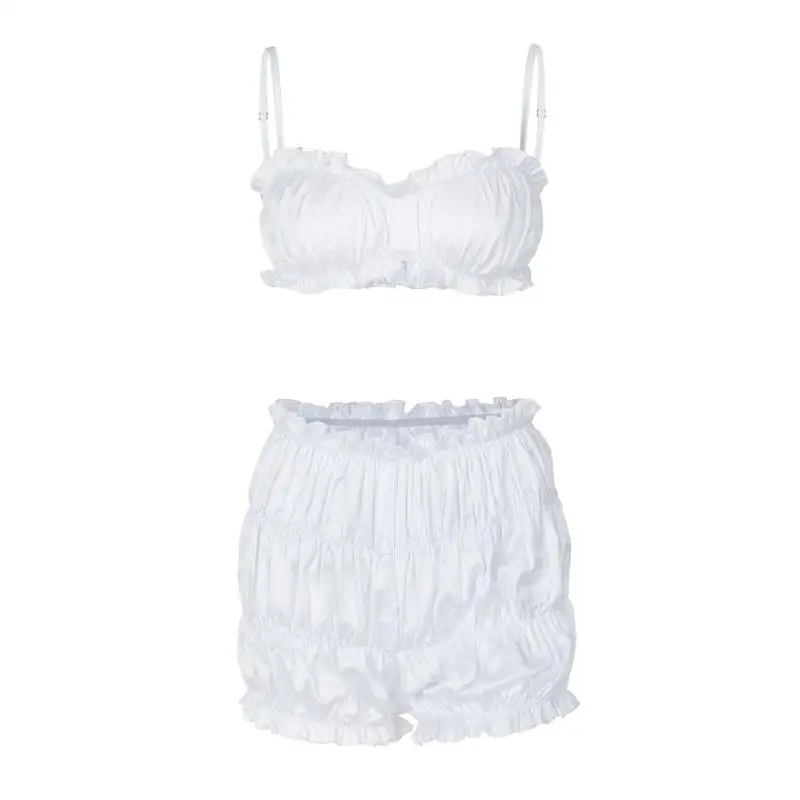 Strapl orts Damen Sexy Sle Pure Color Summer Faion Set ohne Sve Fünfviertel-Länge, atmungsaktiv, bequem