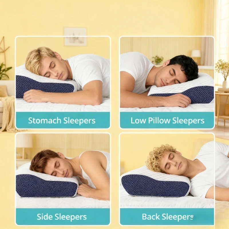 [Presente de Natal] 1 peça de travesseiro de espuma viscoelástica, capa de poliéster, travesseiro de dormir contorneado para laterais, costas, travessas de estômago