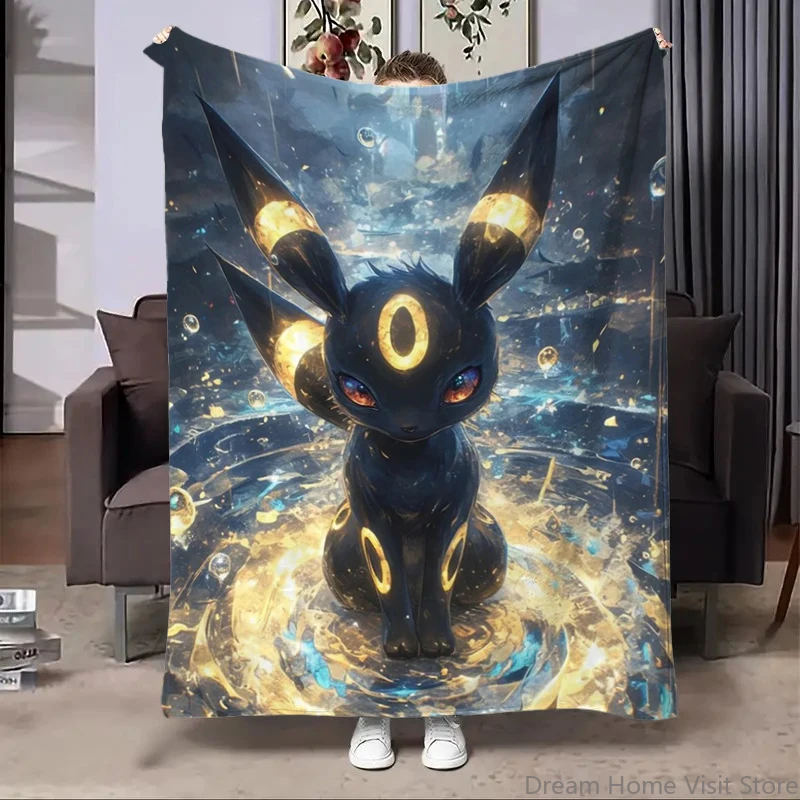 

Japanese anime Pokemon Eevee Flannel Blanket Home Warm Soft Blankets for Sofa Lunch Break Blankets Children Student Kids Gifts