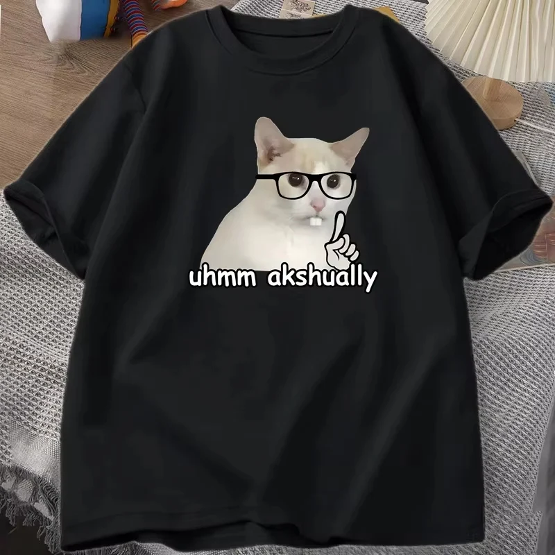 

Повседневная летняя детская одежда, футболки с изображением кота Brainrot, Harajuku, высококачественная хлопковая детская футболка с круглым вырезом и короткими рукавами, детская одежда