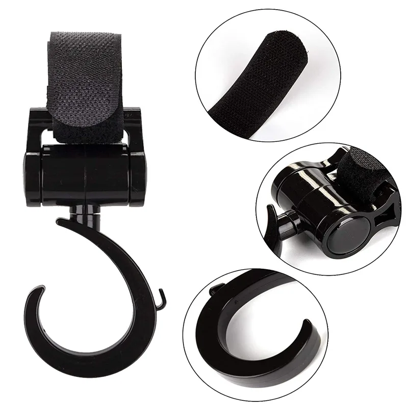 Baby Stroller Double Hooks Multifunctional Hook For Bicycles Electric Vehicle  Motorcycles Scooters Rotate 360 Degree Organizer