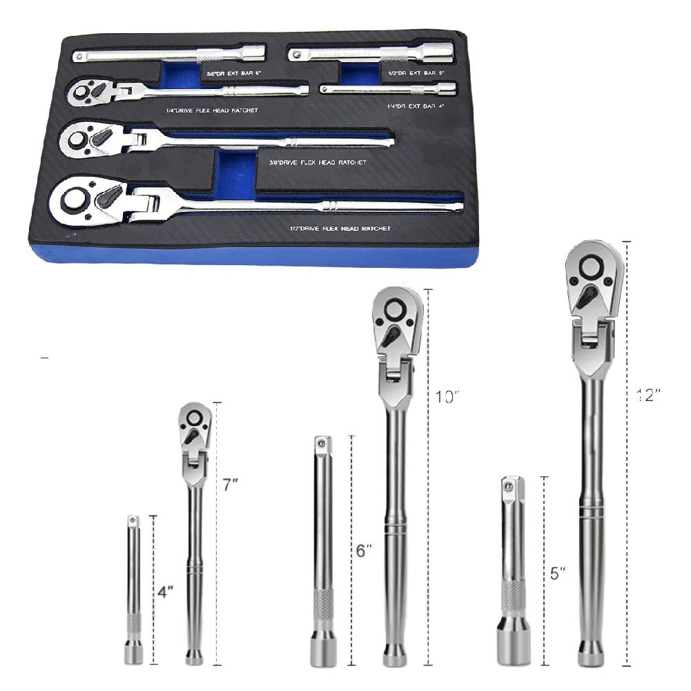 Pilote de 1 4 3 8 1 2 pouces, cliquet à 72 dents, tête flexible à 180 degrés, fonctionnement fluide, ajustement sécurisé, cliquet à double Directions