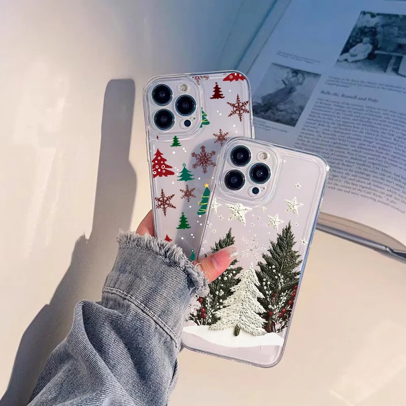 Snowflake Christmas Tree Case For Vivo Y31 V60 V30 V27 V40 V50 Lite V25 V23 V21E V20 V21 V23E V27E V29E Y200 V20SE Clear Cover