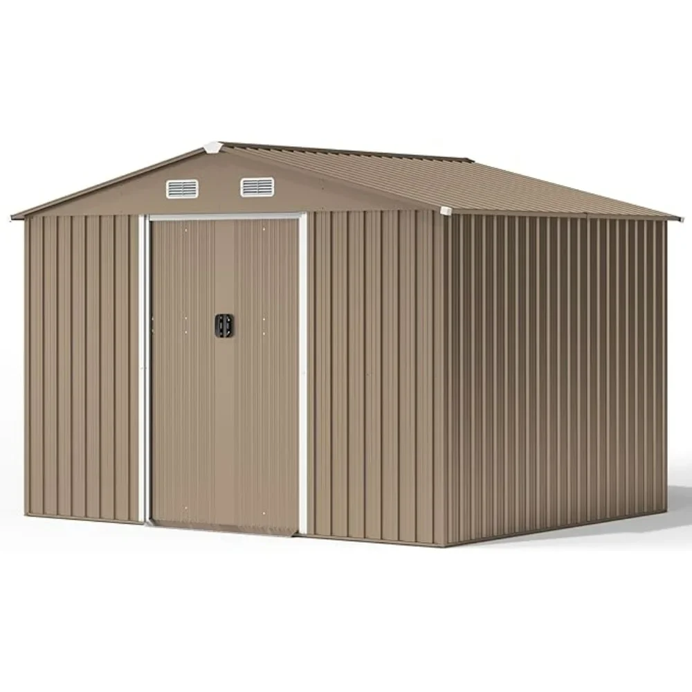 

10FT x 8FT Metal Storage Shed for Outdoor with Design of Lockable Slide Doors and Air Vent, Tiny House Utility and Tool Storage