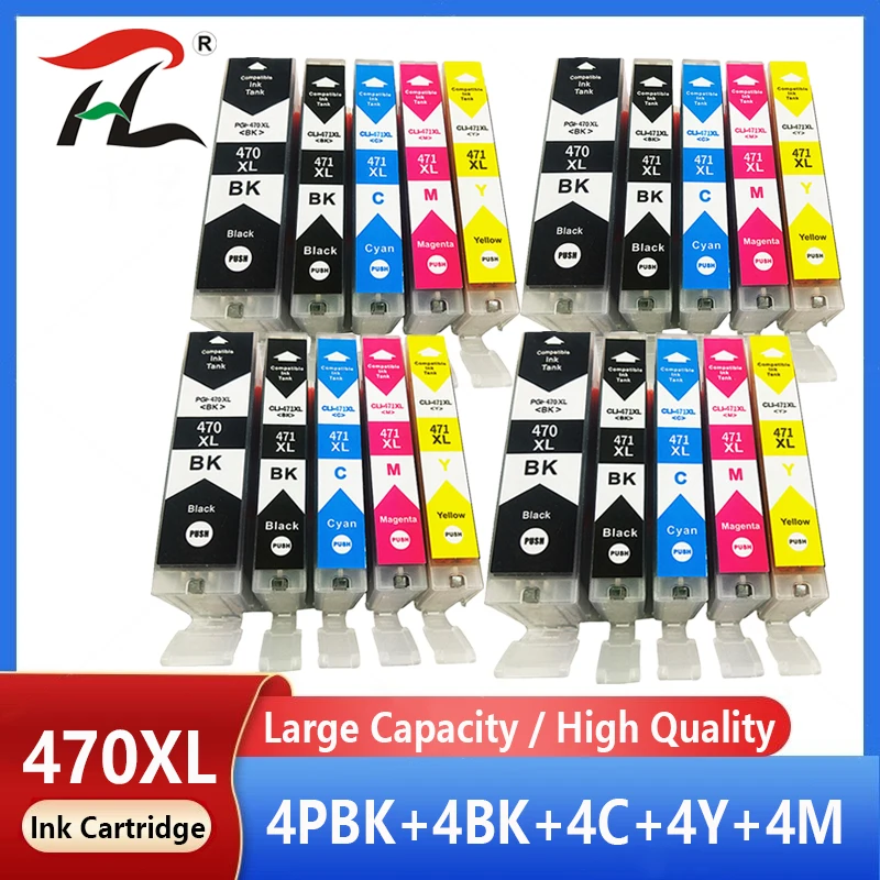 20pcs Compatible PGI-470 CLI-471 pgi470 cli471 470 471 Ink Cartridge for Canon PIXMA MG5740 MG6840 TS5040 TS6040 Printer