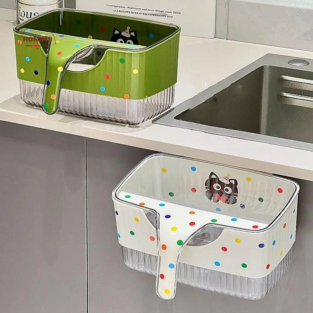 

Cartoon Wall Mounted Trash Can Plastic with Scraper Cabinet Door Compost Bin Space Saving Kitchen Wastebasket Counter Top
