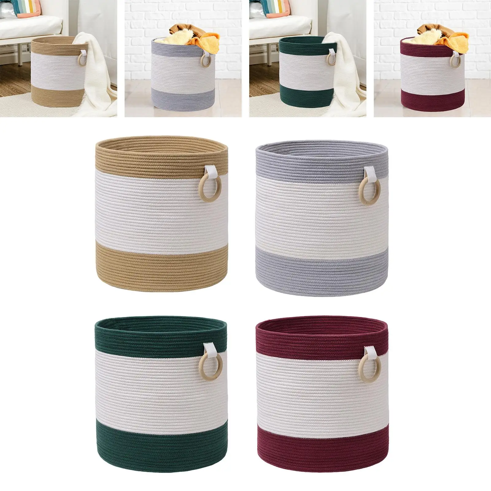 

Cotton Rope Storage Basket Blanket Basket for Utility Room Living Room