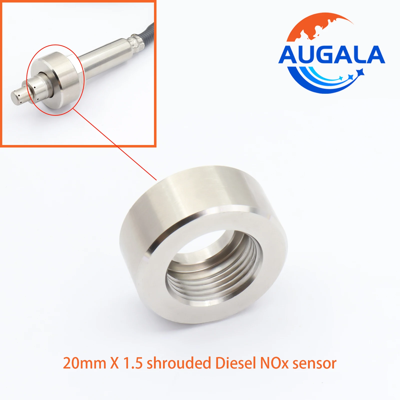 AUGALA 20mmX1.5 shrouded Diesel NOx sensor Connector Adaptor Mount NOX Sensor Repair Fitting Mount Weld Bung