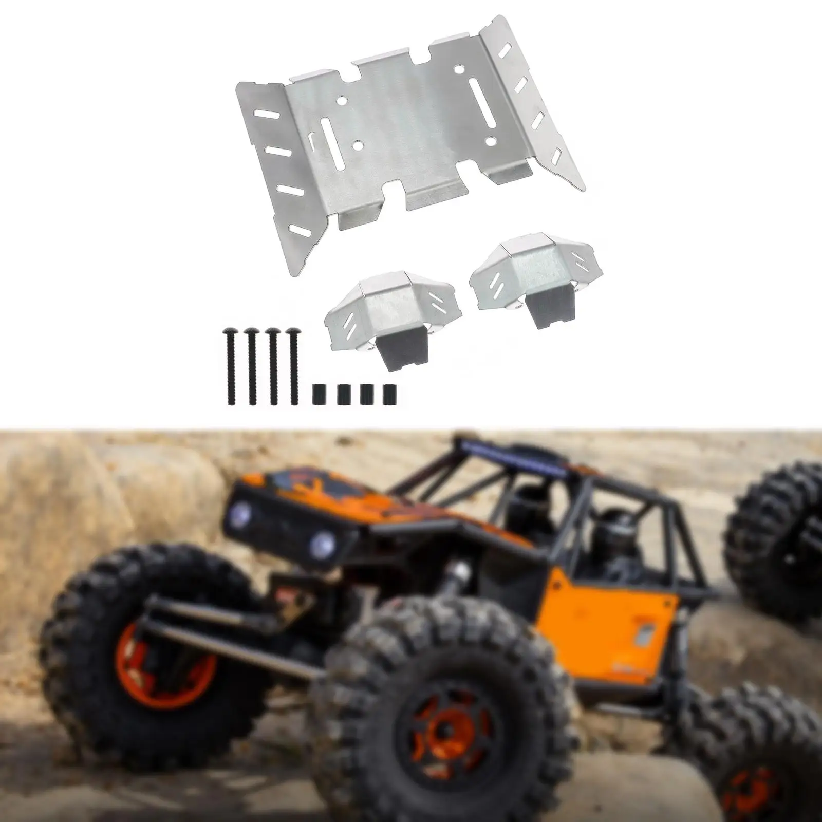 

1/8 RC Car Chassis Armor Skid Plate RC Car Parts, Accessory, High Performance, Protection Stainless Steel for Axp8 Gilamon