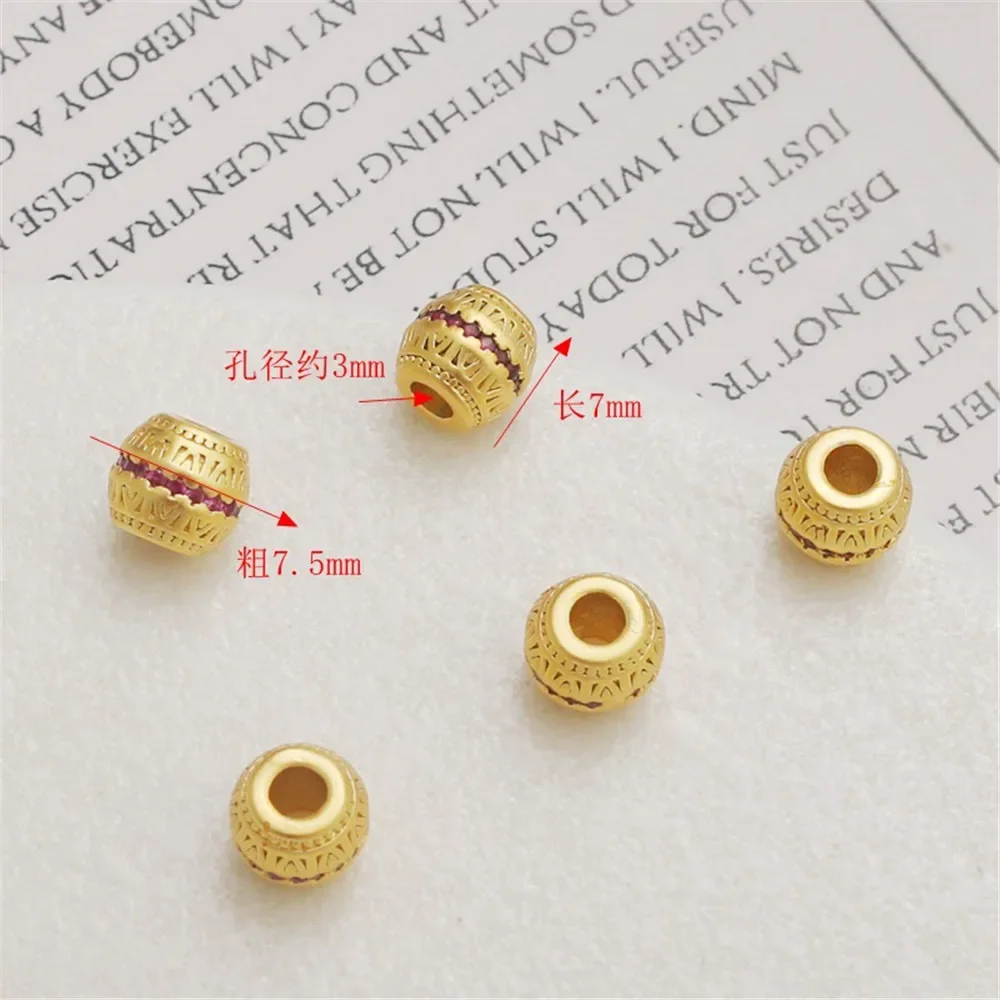 

18-каратное древнее золото, матовое золото, перо, ретро-бочонок, бусины, барабанные бусины, бусины с сокровищами дракона, ювелирные изделия своими руками, аксессуары, браслет, ожерелье