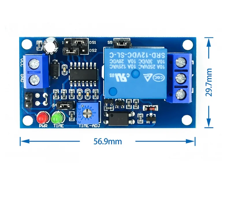 12V cc delay relay module, delay activation/deactivation relay switch with timer ecartede