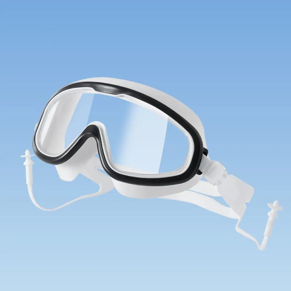 Water Sports Big Frame Swimming Goggles Anti Fog With Earplugs Swim Glasses Soft Wide View Swimming Eyewear Swimming Pool