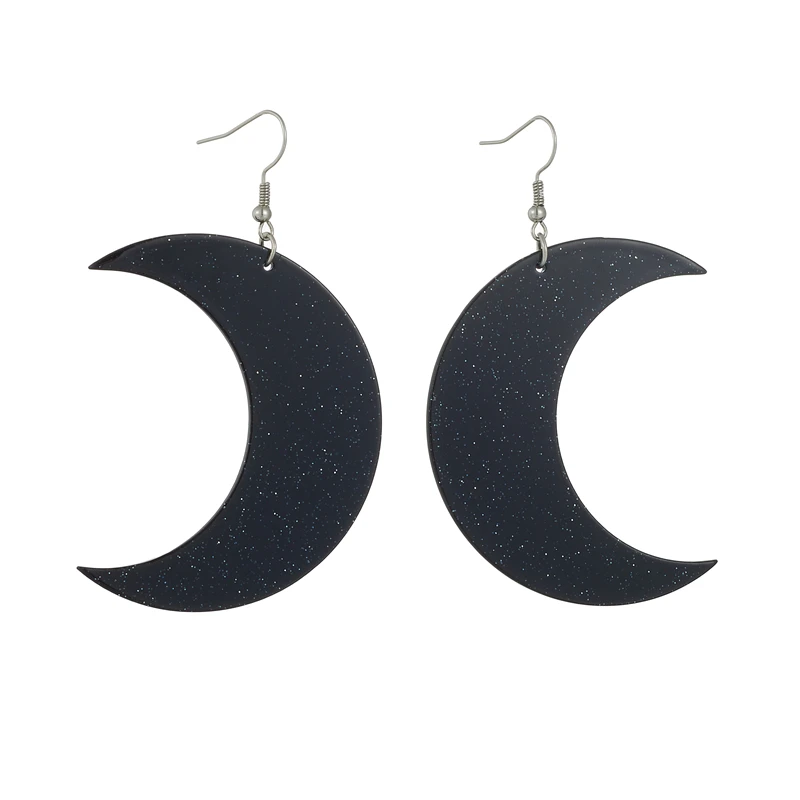 YAOLOGE Acrylic Creative Black Bend Moon Pendant Earrings For Women Girl New Trend Ear Dangle Cartoon Jewelry Gift Party серьги