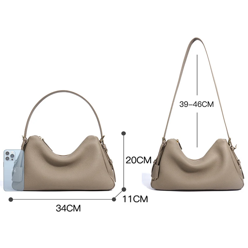 กระเป๋าหนังวัวแท้สไตล์เกาหลีใหม่ แฟชั่นผู้หญิง ทันสมัย เรียบง่าย กระเป๋าอเนกประสงค์ สะพายไหล่เดียวหรือสะพายข้างได้