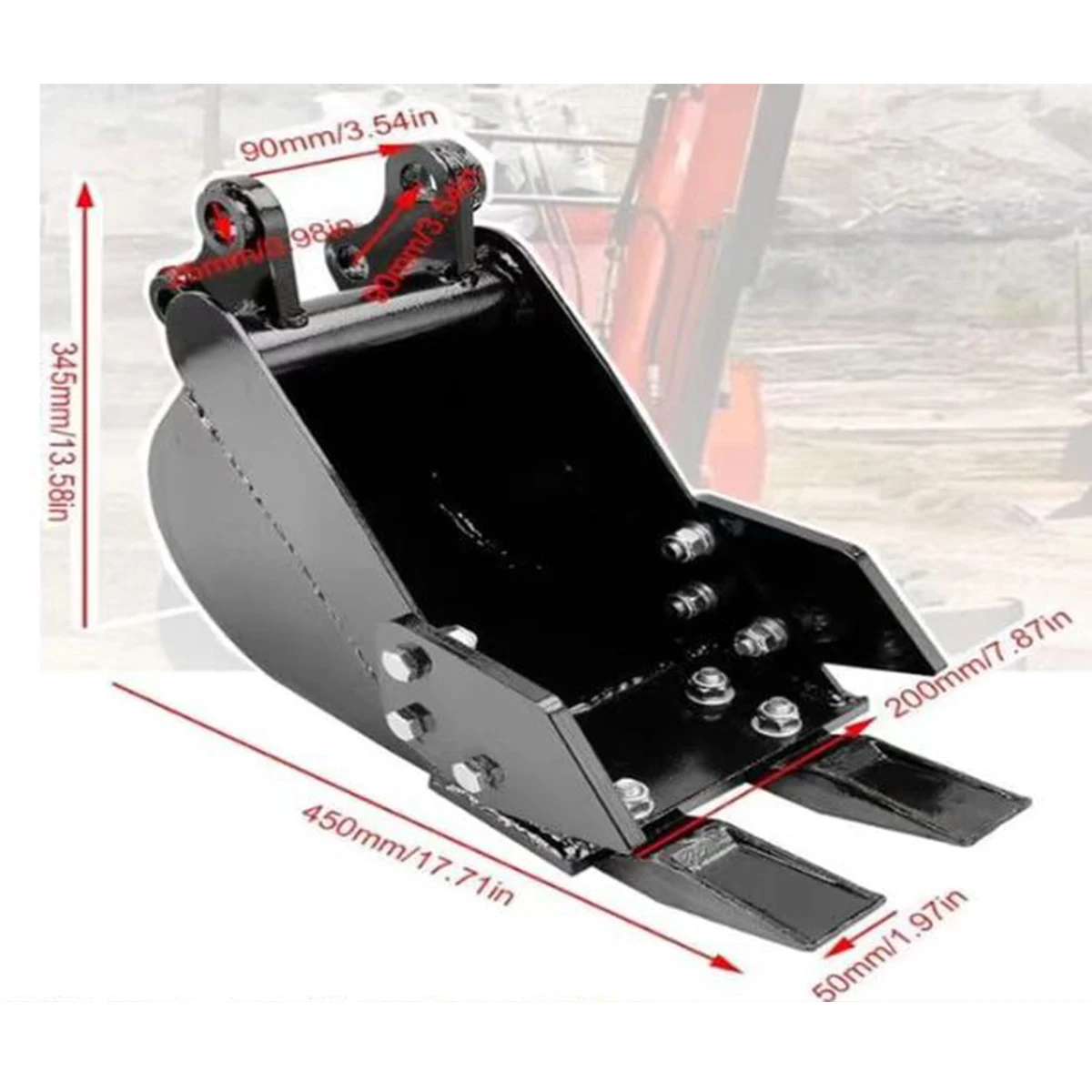 200mm 7.9inch Narrow Bucket Attachment for Mini Excavators Small Digger Accessory