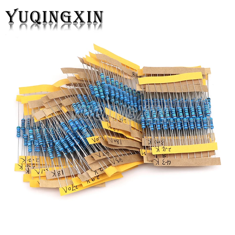 1100pcs 1/2W Metal Film Resistor Kit 1% 0.1 ohm - 2.2M 110 ValuesX10pcs 0.5W Resistance Set Assortment Pack